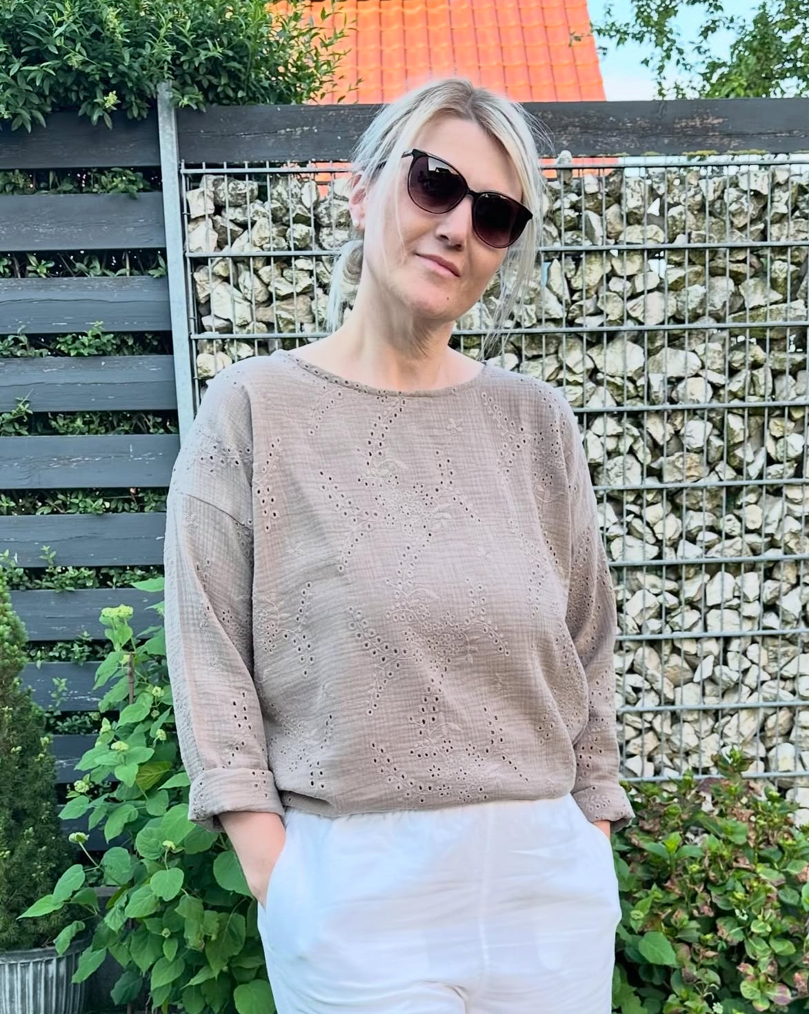 Musselin Oberteil, Damen Musselinpulli, leichter Pulli, Sommer-Pulli, Musselin Bluse