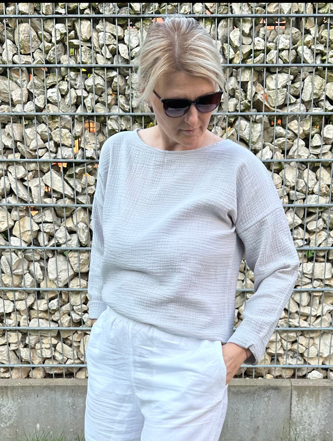 Musselin Oberteil, Damen Musselinpulli, leichter Pulli, Sommer-Pulli, Musselin Bluse