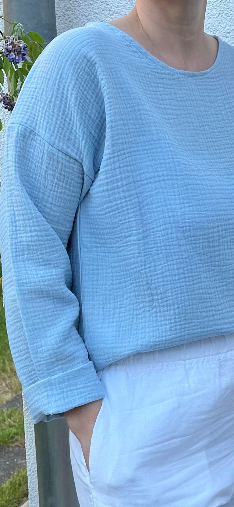 Musselin Oberteil, Damen Musselinpulli, leichter Pulli, Sommer-Pulli, Musselin Bluse