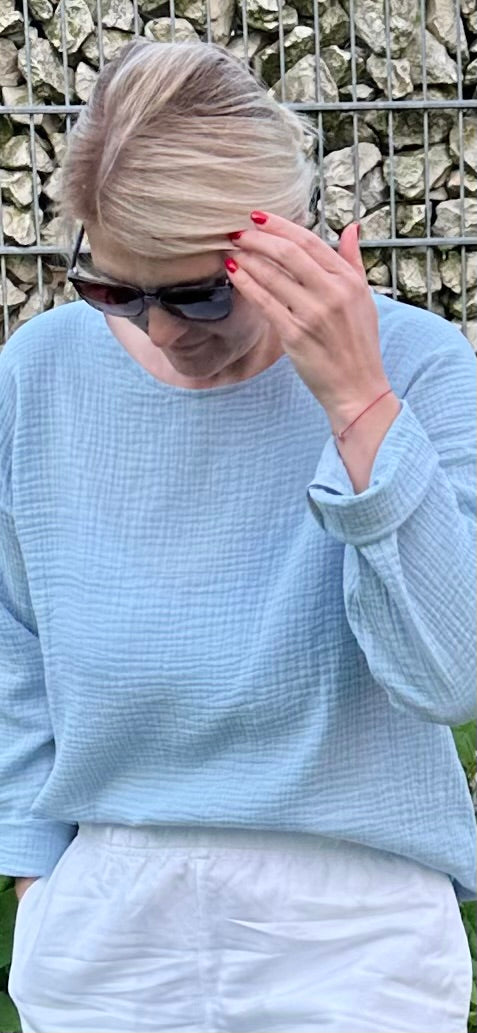 Musselin Oberteil, Damen Musselinpulli, leichter Pulli, Sommer-Pulli, Musselin Bluse