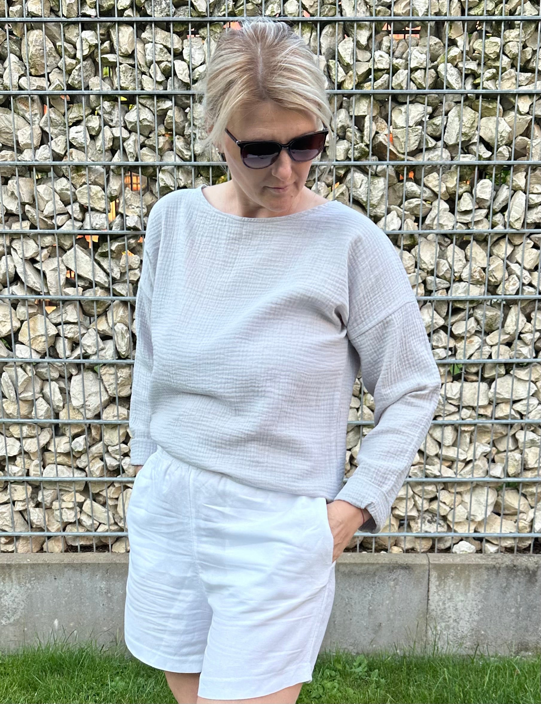 Musselin Oberteil, Damen Musselinpulli, leichter Pulli, Sommer-Pulli, Musselin Bluse