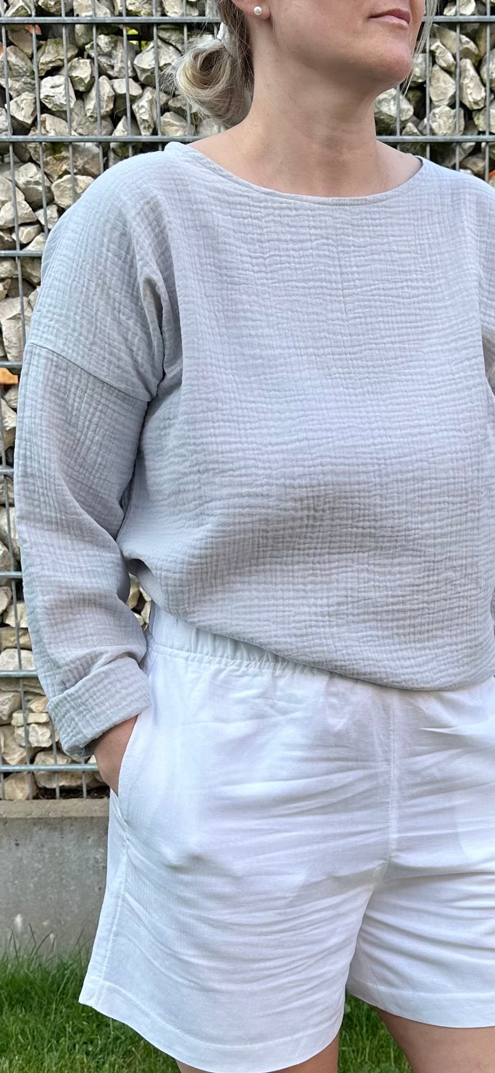 Musselin Oberteil, Damen Musselinpulli, leichter Pulli, Sommer-Pulli, Musselin Bluse