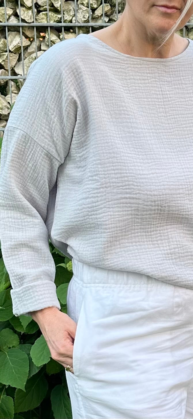 Musselin Oberteil, Damen Musselinpulli, leichter Pulli, Sommer-Pulli, Musselin Bluse