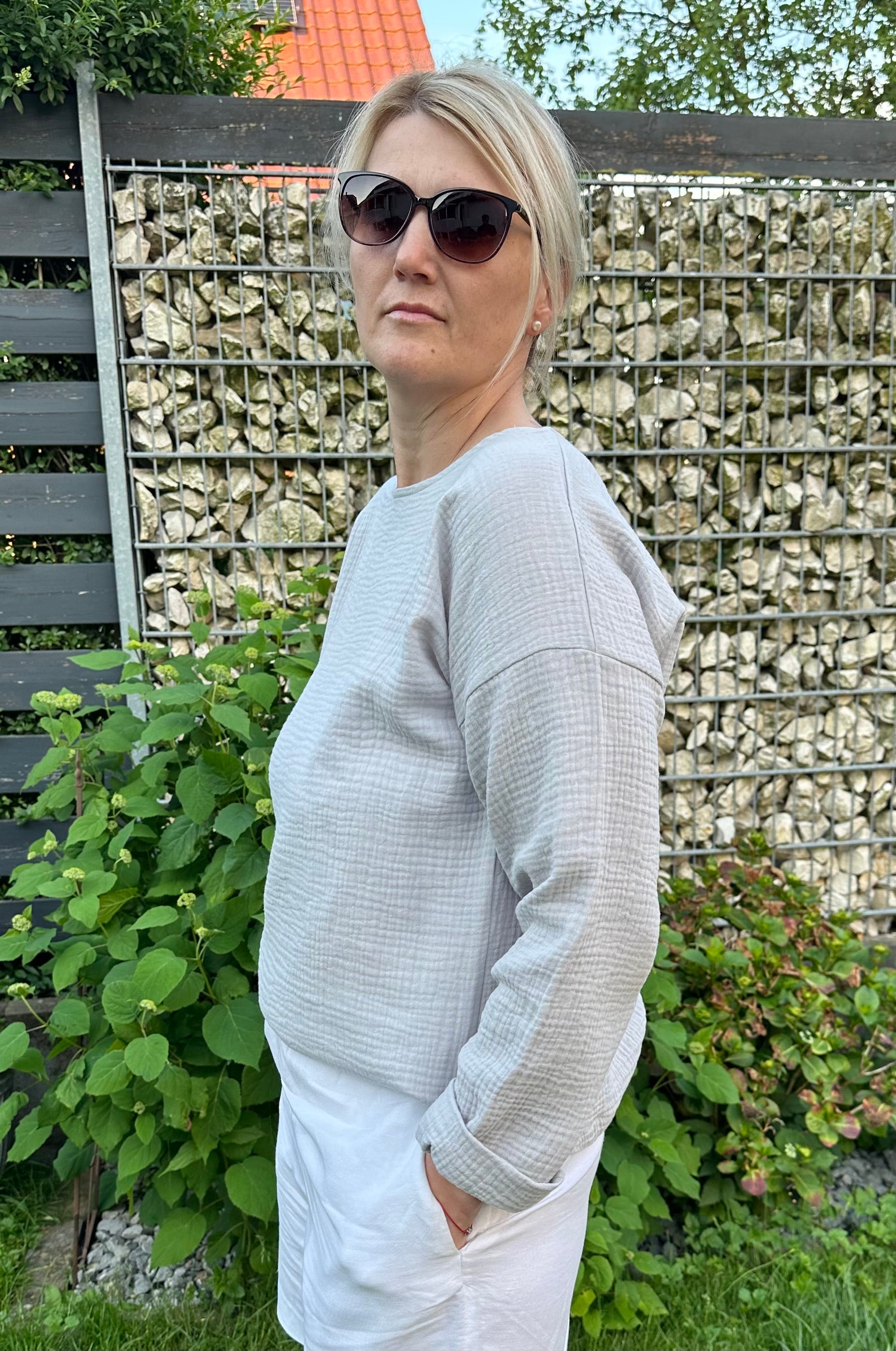 Musselin Oberteil, Damen Musselinpulli, leichter Pulli, Sommer-Pulli, Musselin Bluse