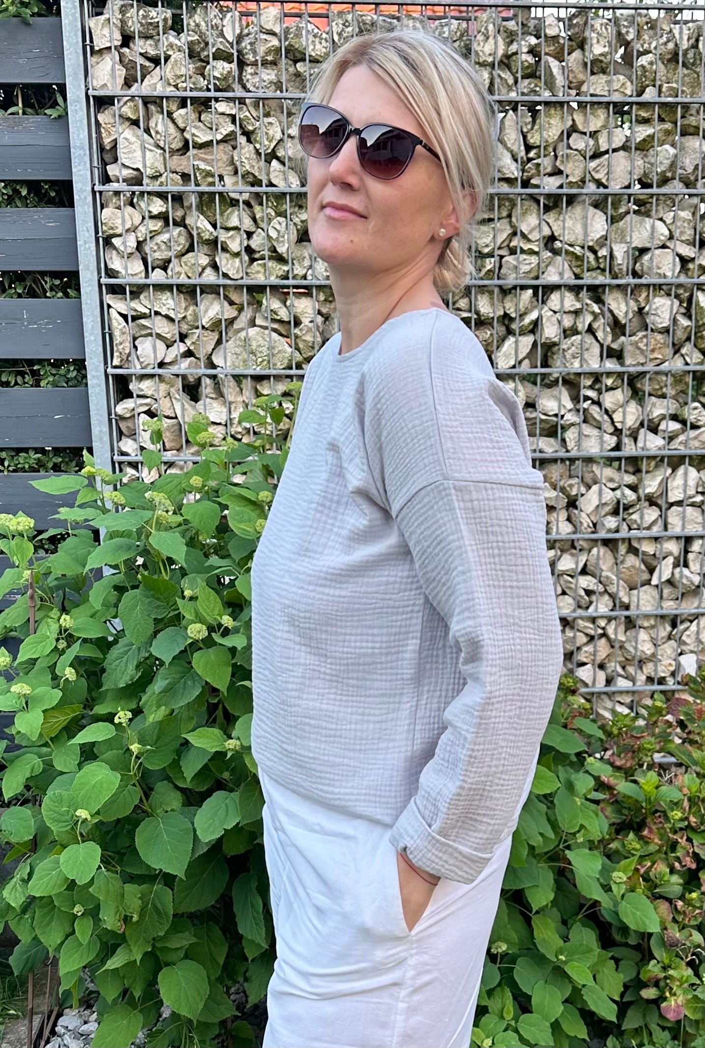 Musselin Oberteil, Damen Musselinpulli, leichter Pulli, Sommer-Pulli, Musselin Bluse