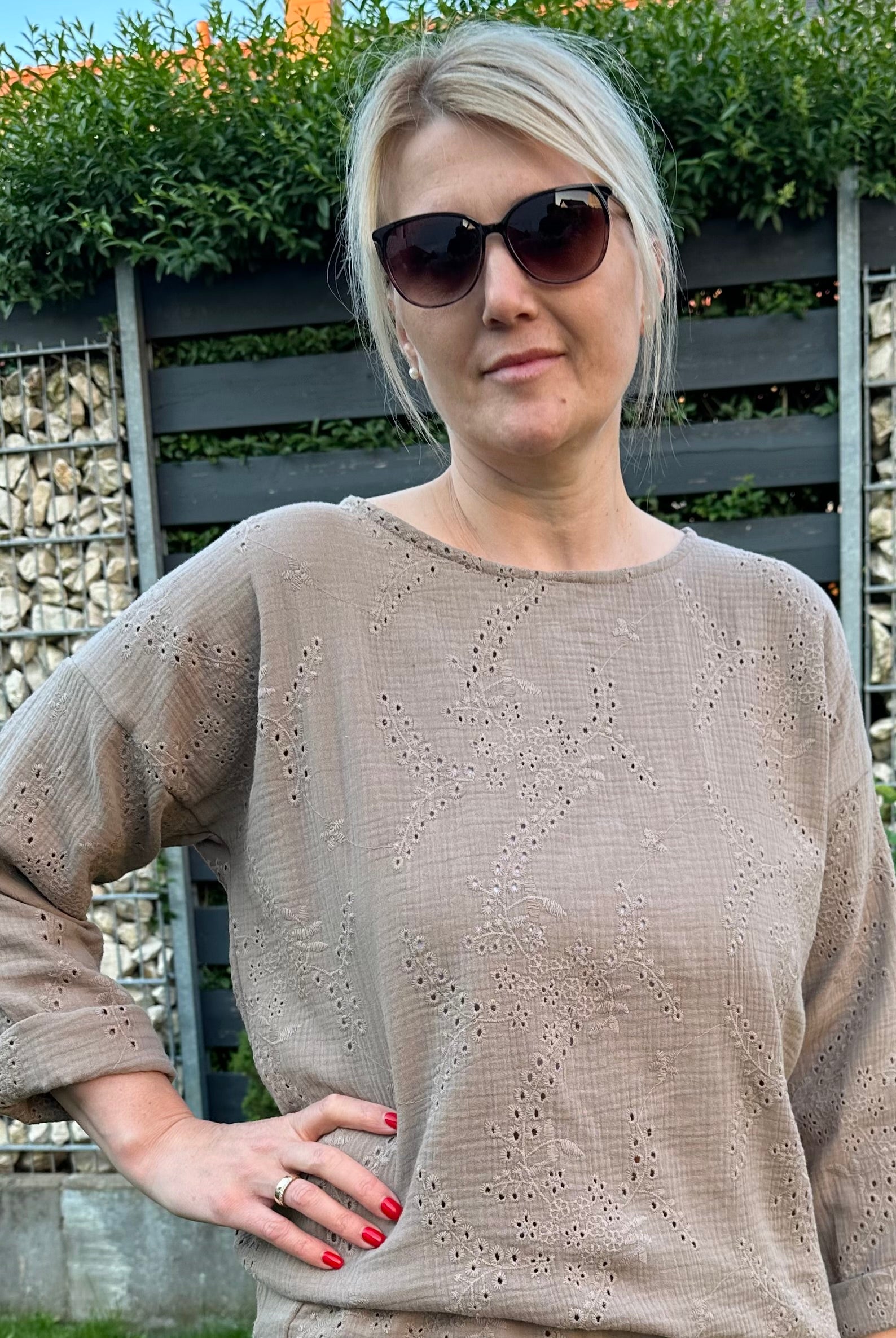 Musselin Oberteil, Damen Musselinpulli, leichter Pulli, Sommer-Pulli, Musselin Bluse