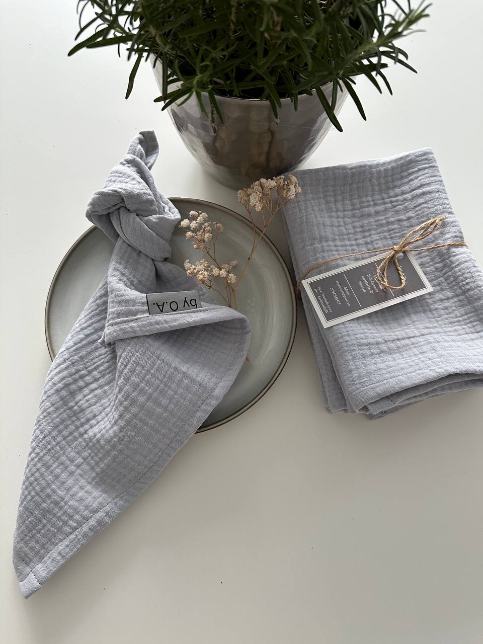 Musselin Servietten, Servietten, Hochzeitservietten, Stoffservietten