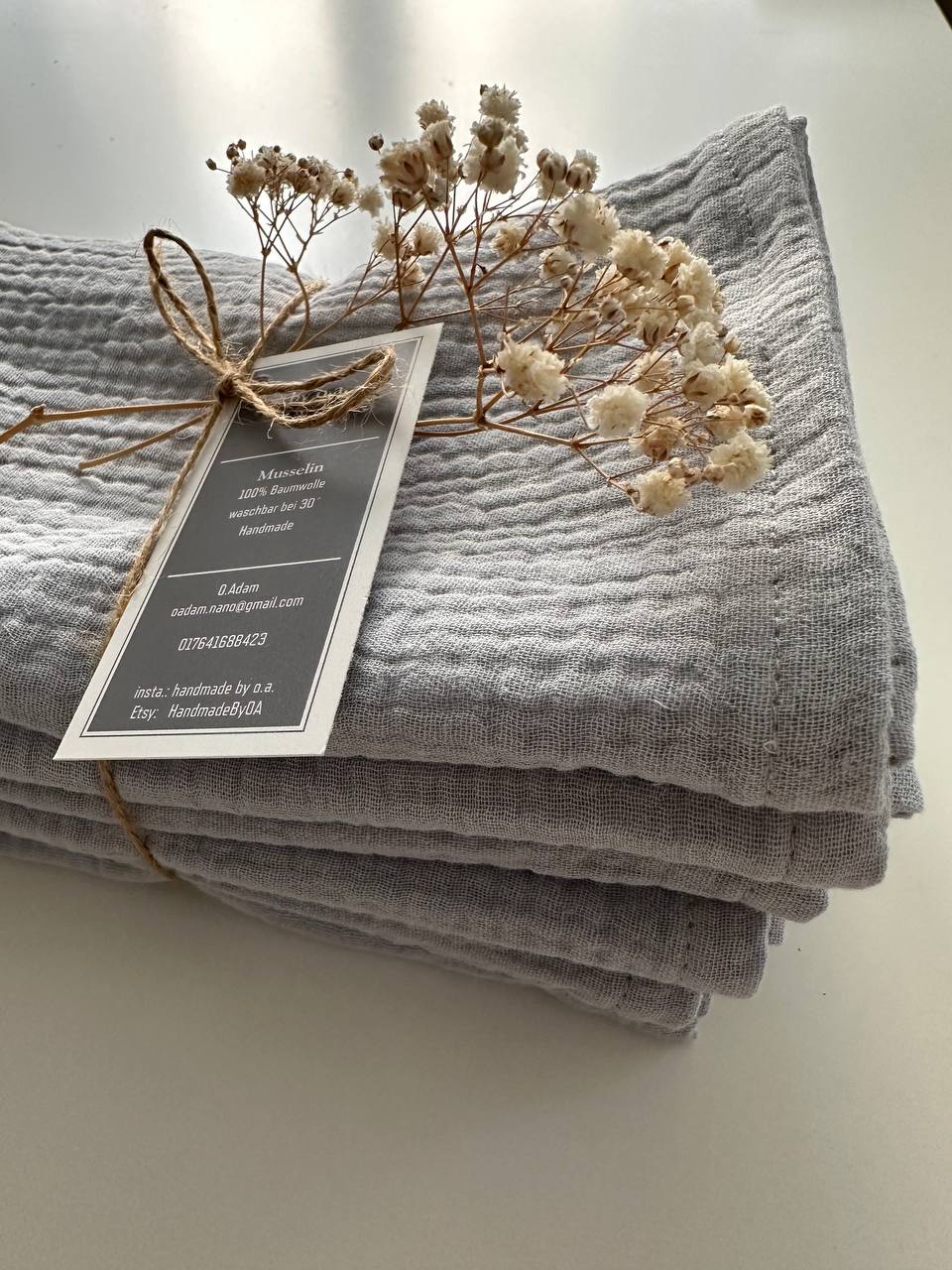 Musselin Servietten, Servietten, Hochzeitservietten, Stoffservietten