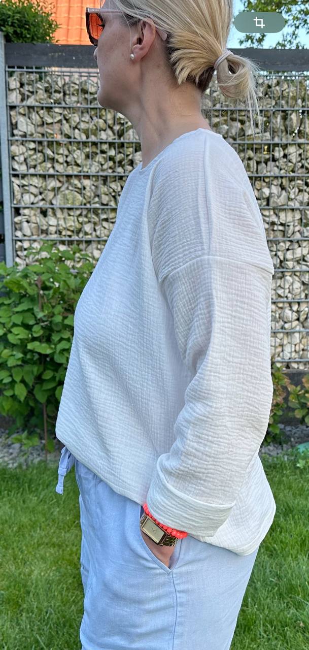 Musselin Oberteil, Damen Musselinpulli, leichter Pulli, Sommer-Pulli, Musselin Bluse