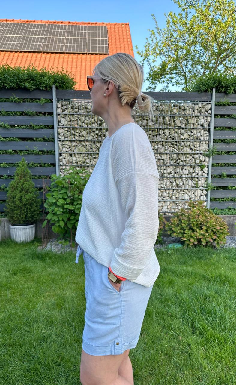 Musselin Oberteil, Damen Musselinpulli, leichter Pulli, Sommer-Pulli, Musselin Bluse