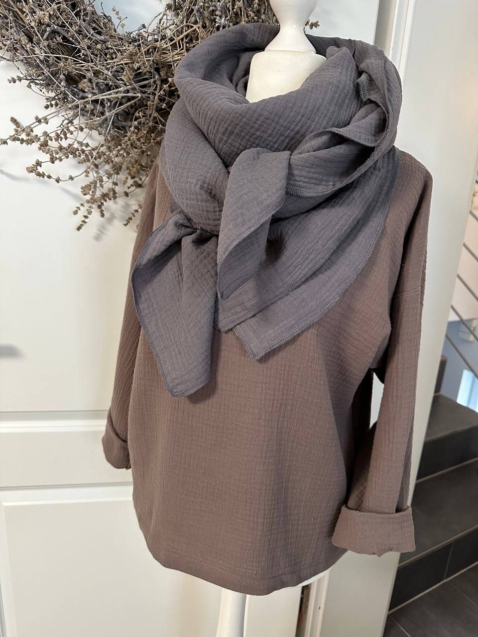 Musselin Oberteil, Damen Musselinpulli, leichter Pulli, Sommer-Pulli, Musselin Bluse