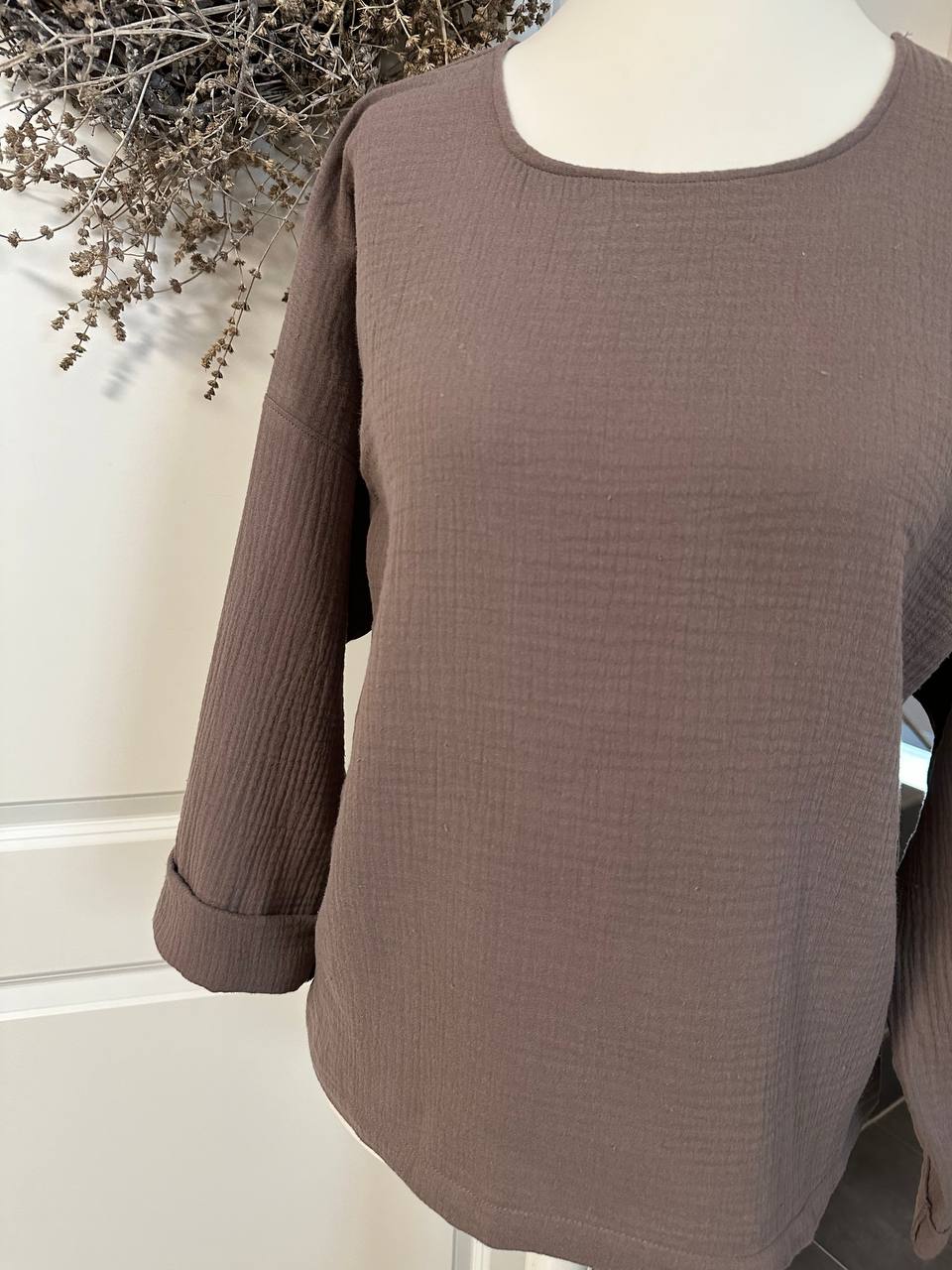 Musselin Oberteil, Damen Musselinpulli, leichter Pulli, Sommer-Pulli, Musselin Bluse