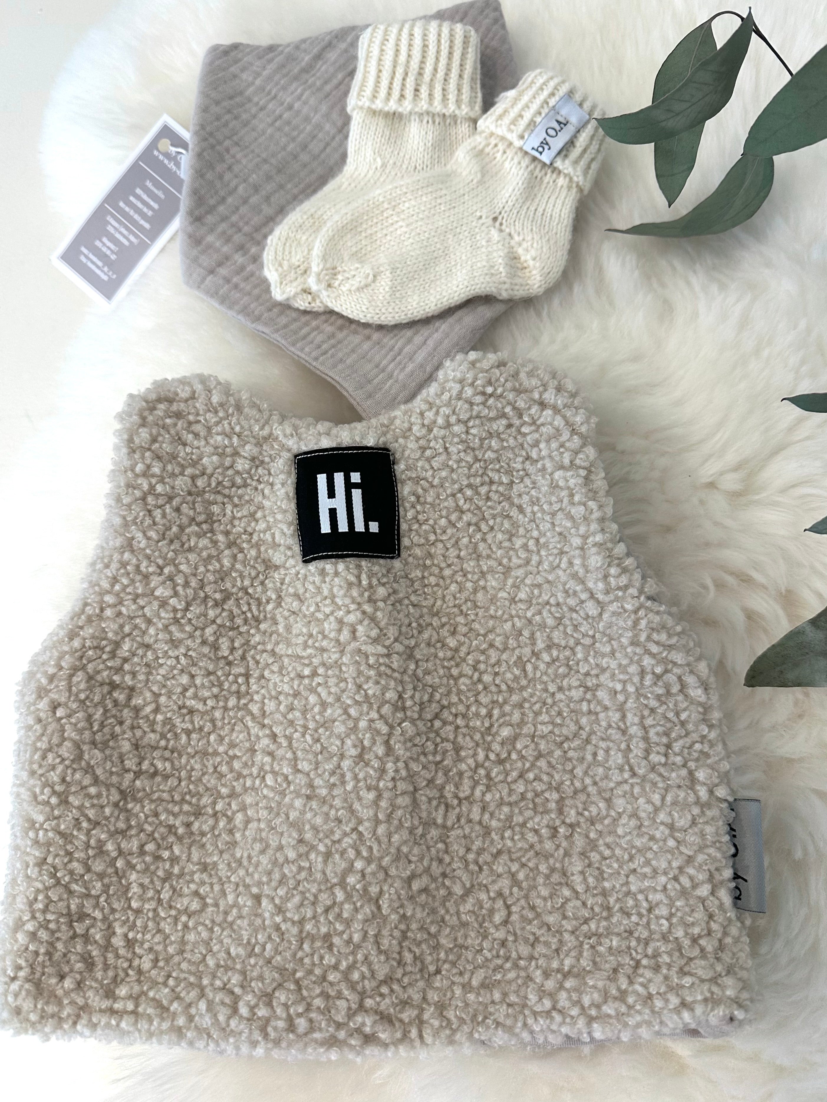 Baby Set  Teddy Weste, Baby Weste / Geschenkbox Geschenk zur Geburt